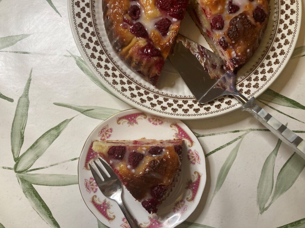 Homemade quick easy Raspberry and Almond Ricotta Cake